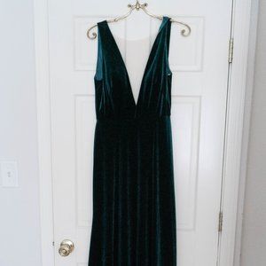 Jenny Yoo Logan Deep-V Velvet Column Gown